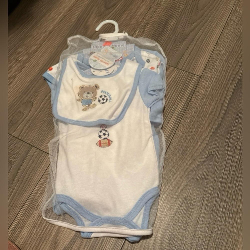 Baby Boy Bear Football Take Me Home Layette 6 Piece Set